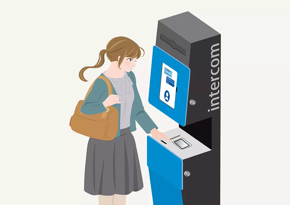 お客が端末下段にあるICカードリーダー部分にカード等を置いて、駅社員が駅事務室内から遠隔で機器を操作し、精算等を実施する場合の利用イメージ(出典:東京地下鉄、KDDI、サイエンスアーツの報道発表資料より)